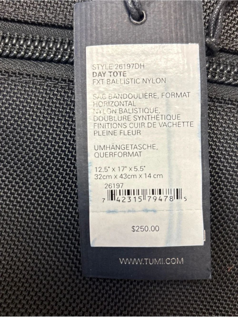 Tumi Black Nylon Laptop Briefcase with Shoulder Strap